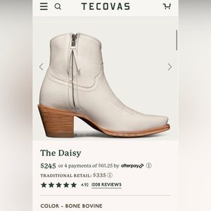 Tecovas “The Daisy” White Cowboy Boots - Like New!